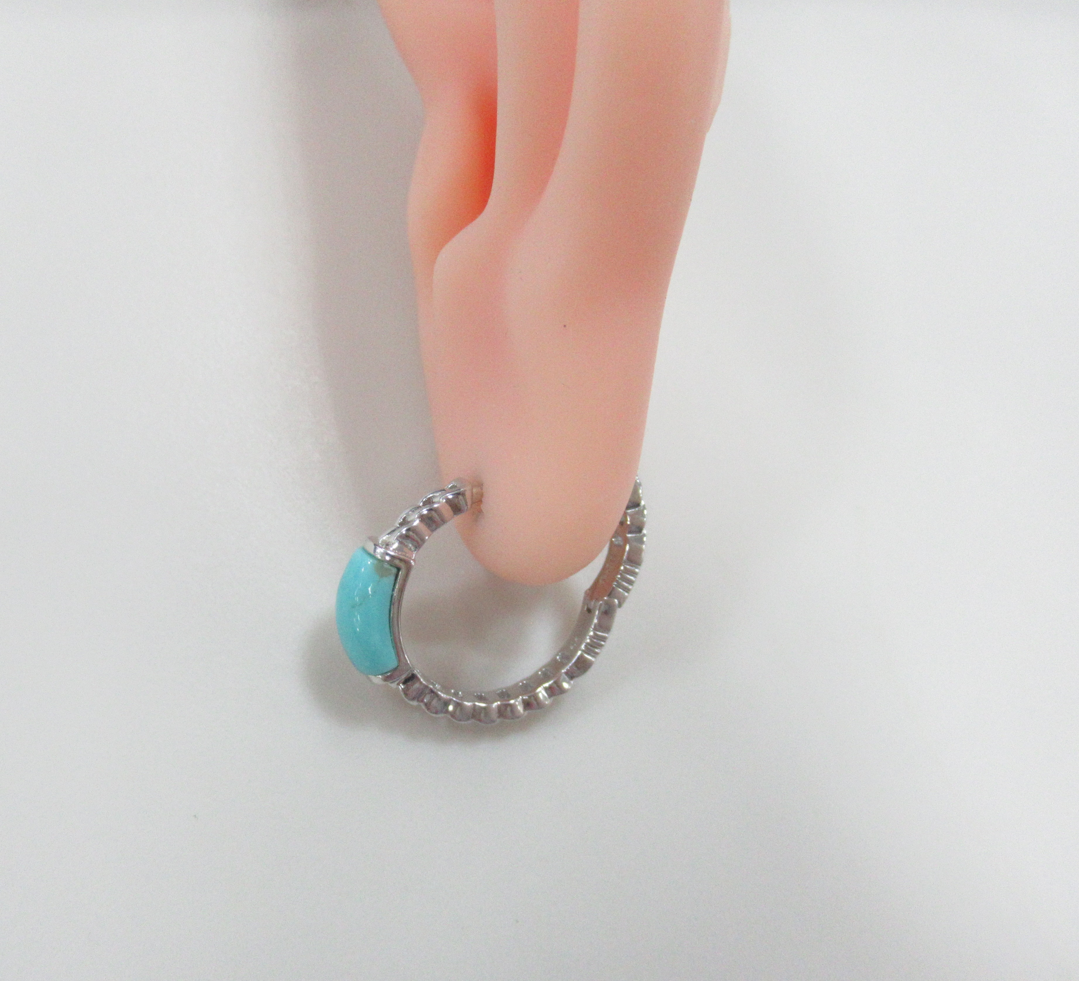 Серебряные серьги-конго с бирюзой